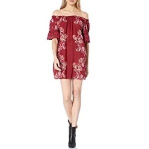 Angie Burgundy Red Floral Off Shoulder Dress